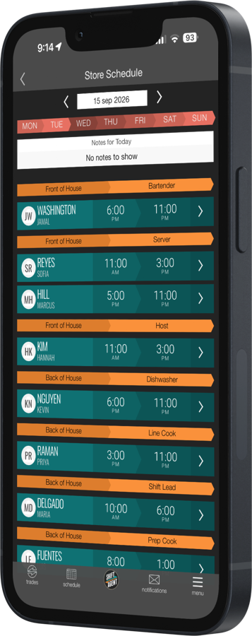 Shift Agent team app on iPhone